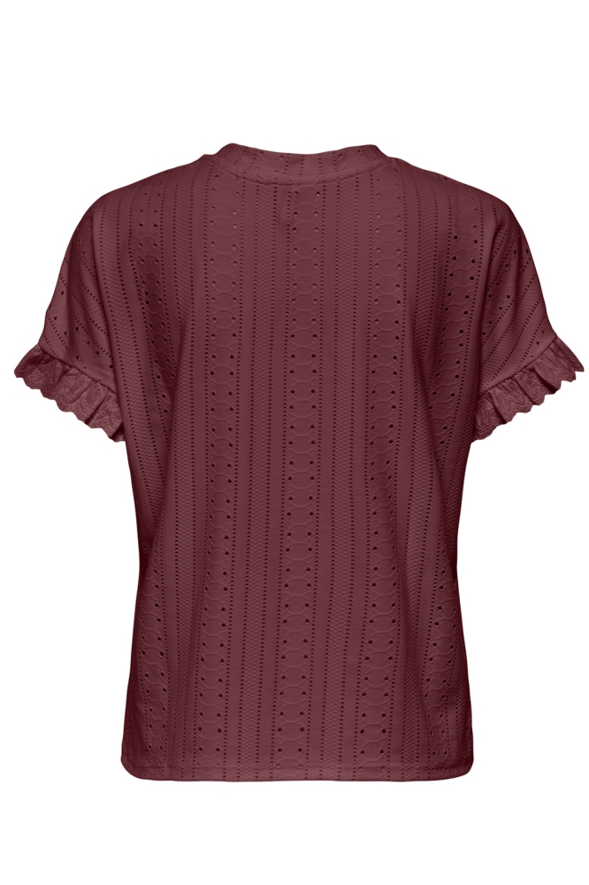 ONLSMILLA S/S FRILL MIX TOP CS JRS 15353355 Ruby Wine